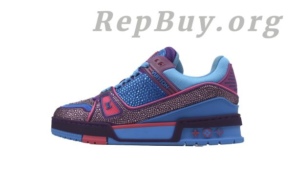 Louis Vuitton LV Trainer Sneaker Purple Blue Diamond