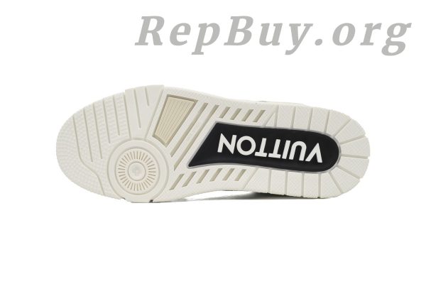Louis Vuitton LV Trainer Sneaker, LV Trainer replica, high quality LV sneaker copy, best LV Trainer rep, 1ACW44 white and black, luxury replica sneakers, designer sneaker dupes, LV Trainer white black replica, premium LV sneaker imitation