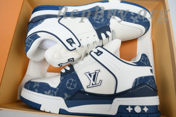 Louis Vuitton LV Trainer Sneaker White Blue Denim CKXD24071802 - 图片 10