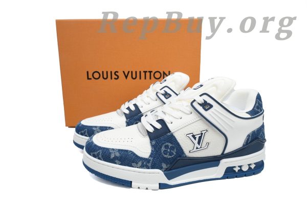 Louis Vuitton LV Trainer Sneaker White Blue Denim CKXD24071802 - 图片 11