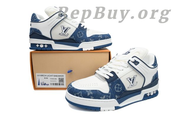 Louis Vuitton LV Trainer Sneaker White Blue Denim CKXD24071802 - 图片 12