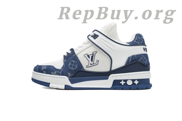Louis Vuitton LV Trainer Sneaker White Blue Denim CKXD24071802