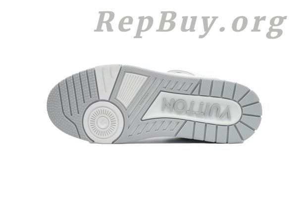 Louis Vuitton LV Trainer Sneaker White Cement, high quality replica LV Trainer, best LV sneaker copy, 1:1 replica LV shoes, luxury replica sneakers, designer copy shoes, LV Trainer White Cement rep, premium replica sneakers, LV CK24071801 replica