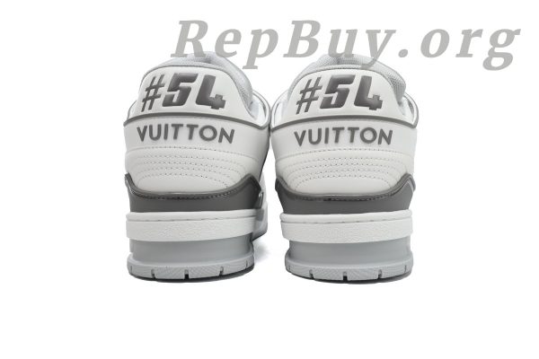 Louis Vuitton LV Trainer Sneaker replica, high quality LV Trainer rep shoes, best white grey LV sneakers, 1:1 LV Trainer copy, luxury replica sneakers, designer fake shoes, LV XD CK24071805 rep, premium LV Trainer dupes, top quality LV white grey sneakers, AAA replica LV shoes