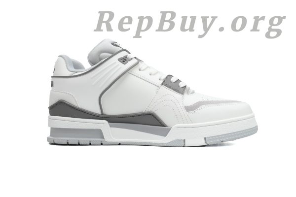 Louis Vuitton LV Trainer Sneaker replica, high quality LV Trainer rep shoes, best white grey LV sneakers, 1:1 LV Trainer copy, luxury replica sneakers, designer fake shoes, LV XD CK24071805 rep, premium LV Trainer dupes, top quality LV white grey sneakers, AAA replica LV shoes