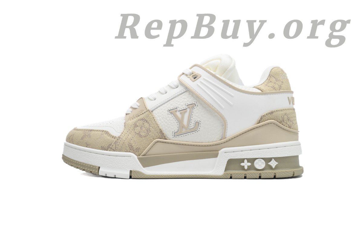 Best Louis Vuitton LV Trainer Sneaker White Khaki XD CK24071807 Replica