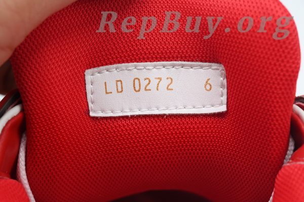 Louis Vuitton LV Trainer Sneaker, LV Trainer replica, high quality replica sneakers, best LV Trainer copy, white red LV shoes, luxury sneaker dupes, 1:1 LV Trainer, designer replica shoes, LV XD CK24071806, premium fake sneakers