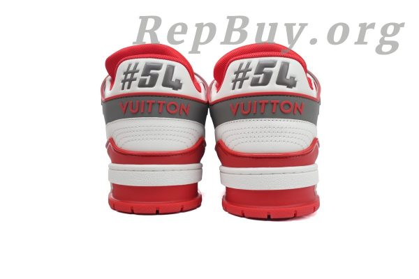 Louis Vuitton LV Trainer Sneaker, LV Trainer replica, high quality replica sneakers, best LV Trainer copy, white red LV shoes, luxury sneaker dupes, 1:1 LV Trainer, designer replica shoes, LV XD CK24071806, premium fake sneakers