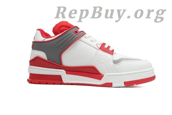 Louis Vuitton LV Trainer Sneaker, LV Trainer replica, high quality replica sneakers, best LV Trainer copy, white red LV shoes, luxury sneaker dupes, 1:1 LV Trainer, designer replica shoes, LV XD CK24071806, premium fake sneakers