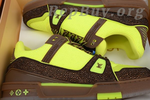 Louis Vuitton LV Trainer Sneaker Yellow Brown Diamond - 图片 10