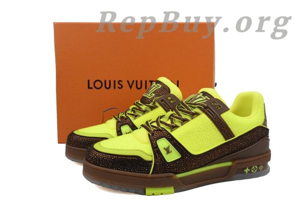 Louis Vuitton LV Trainer Sneaker Yellow Brown Diamond - 图片 11