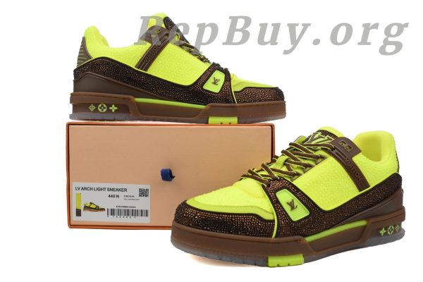 Louis Vuitton LV Trainer Sneaker Yellow Brown Diamond - 图片 12