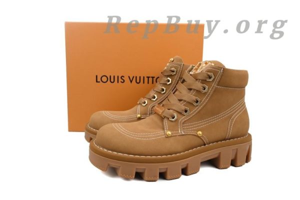 LOUIS VUITTON Martin Boots Brown 1ACN8D, high quality replica LV boots, best copy Louis Vuitton shoes, 1:1 replica Martin Boots, luxury designer boots duplicate, premium LV brown boots imitation