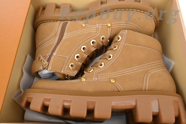 LOUIS VUITTON Martin Boots Brown 1ACN8D, high quality replica LV boots, best copy Louis Vuitton shoes, 1:1 replica Martin Boots, luxury designer boots duplicate, premium LV brown boots imitation