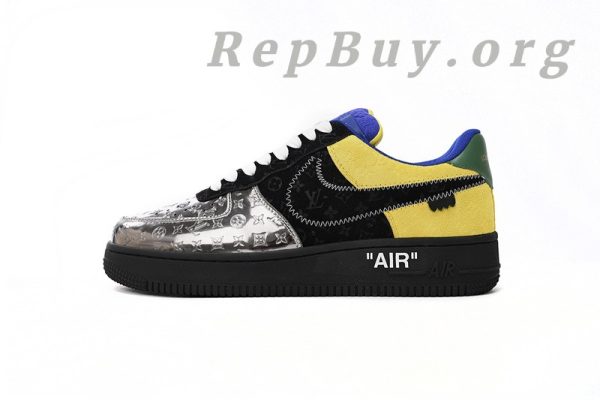 Louis Vuitton Nike Air Force 1 Low By Virgil Abloh Black Metallic Silver 1A9VCH - Image 2