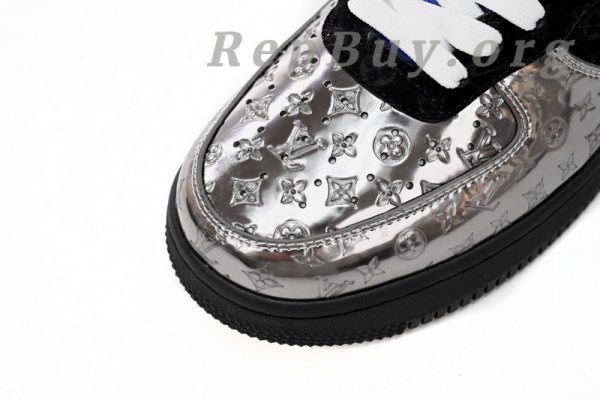 Louis Vuitton Nike Air Force 1 Low By Virgil Abloh Black Metallic Silver 1A9VCH - Image 6