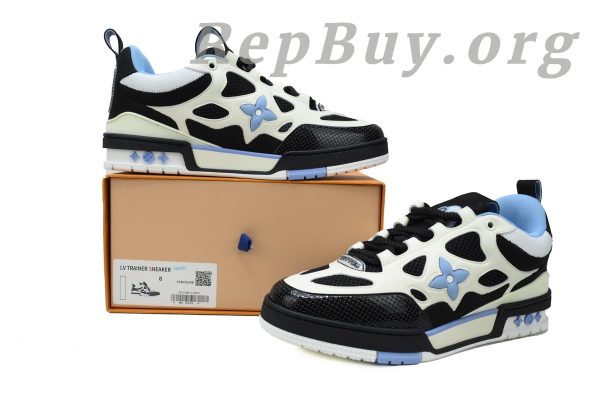 Louis Vuitton Skate Sneaker Black White Light Blue - 图片 10
