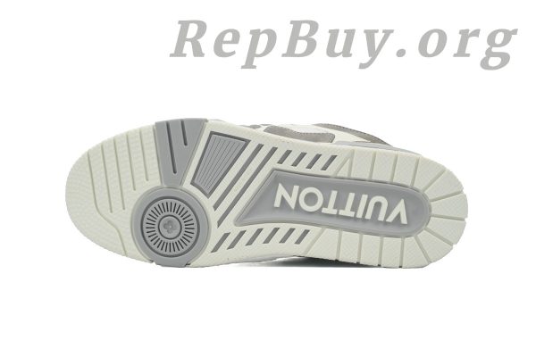 Louis Vuitton Skate Sneaker Grey replica, high quality LV Skate Sneaker copy, 1ACQP4 fake shoes, best LV sneaker dupes, designer replica sneakers, luxury knockoff shoes, LV grey skate shoes imitation