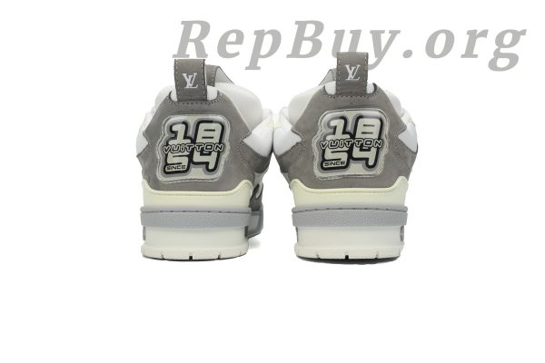 Louis Vuitton Skate Sneaker Grey replica, high quality LV Skate Sneaker copy, 1ACQP4 fake shoes, best LV sneaker dupes, designer replica sneakers, luxury knockoff shoes, LV grey skate shoes imitation