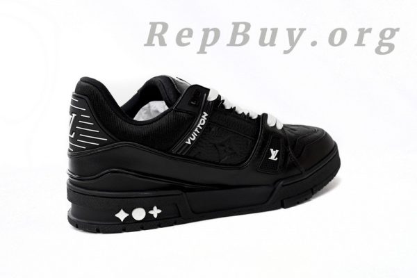 Louis Vuitton Trainer replica, LV sneakers copy, high quality LV trainers, best LV shoes dupe, 1:1 Louis Vuitton sneakers, All Black LV embossing shoes, luxury replica trainers, AAA Louis Vuitton copy, designer shoes replica, LV Trainer 1AARER knockoff