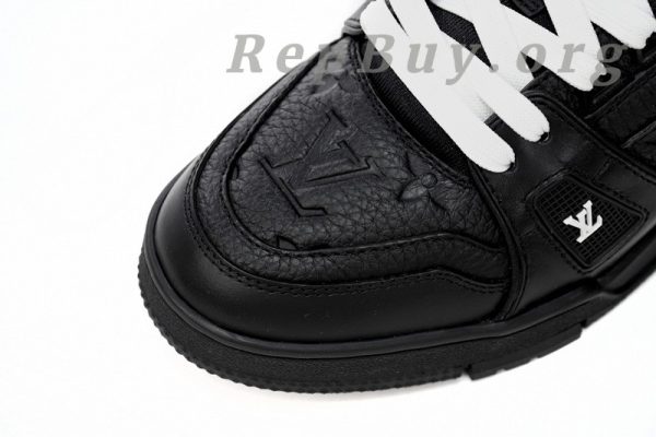 Louis Vuitton Trainer replica, LV sneakers copy, high quality LV trainers, best LV shoes dupe, 1:1 Louis Vuitton sneakers, All Black LV embossing shoes, luxury replica trainers, AAA Louis Vuitton copy, designer shoes replica, LV Trainer 1AARER knockoff