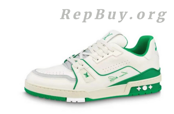 Louis Vuitton Trainer All Blue White Green Lychee Pattern - 图片 3