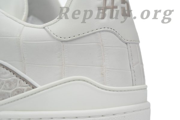 Louis Vuitton Trainer Sneaker replica, high quality LV sneaker copy, alligator leather shoes, grey white LV trainers, best LV sneaker dupes, luxury designer replica shoes, 1:1 LV trainers, premium replica sneakers