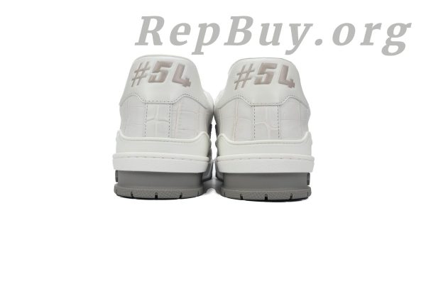 Louis Vuitton Trainer Sneaker replica, high quality LV sneaker copy, alligator leather shoes, grey white LV trainers, best LV sneaker dupes, luxury designer replica shoes, 1:1 LV trainers, premium replica sneakers
