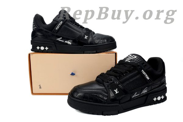 Louis Vuitton Trainer Sneaker Alligator Leather Black - 图片 12