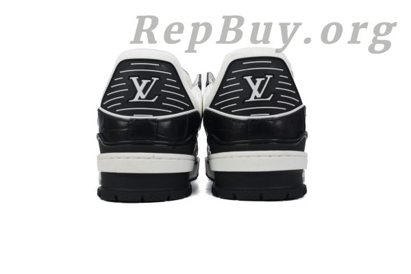 Louis Vuitton Trainer Sneaker replica, LV Alligator Leather Tongue sneakers, high quality LV Trainer rep, best LV white black sneakers, 1:1 Louis Vuitton shoes copy, luxury replica sneakers
