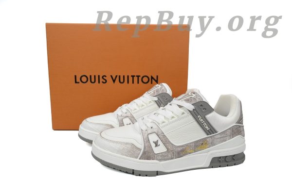 Louis Vuitton Trainer Sneaker replica, high quality LV sneakers, Alligator leather shoes, white gray LV trainers, best LV sneaker copy, luxury designer replica shoes, 1:1 LV trainers, premium Louis Vuitton dupes