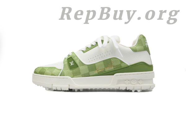 Louis Vuitton Trainer Sneaker Golf Green 1ACRCT, high quality replica LV sneakers, best LV Trainer rep, 1:1 copy Louis Vuitton shoes, luxury replica sneakers, top quality LV Golf Green sneaker, perfect clone LV Trainer