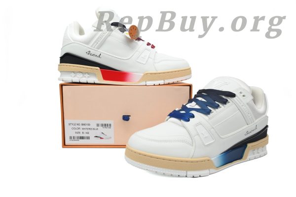 Louis Vuitton Trainer Sneaker replica, high quality LV Monogram sneakers, unisex designer shoes, best LV Trainer copy, luxury street style sneakers, blended fabrics LV shoes, bi-color LV sneakers, top replica LV trainers, 1:1 Louis Vuitton sneakers, premium LV copy shoes