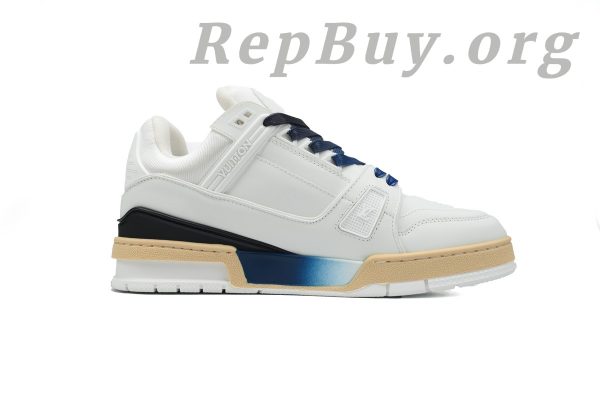 Louis Vuitton Trainer Sneaker replica, high quality LV Monogram sneakers, unisex designer shoes, best LV Trainer copy, luxury street style sneakers, blended fabrics LV shoes, bi-color LV sneakers, top replica LV trainers, 1:1 Louis Vuitton sneakers, premium LV copy shoes