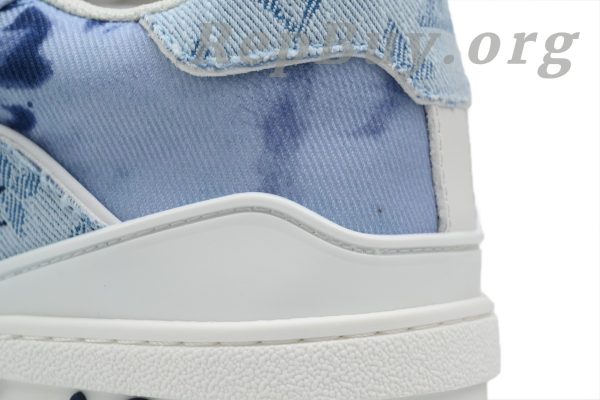 Louis Vuitton Trainer Sneaker, LV sneakers replica, high quality replica sneakers, designer shoes copy, luxury sneakers dupe, rendered blue fabric sneakers, 1ACVNC replica, best LV trainers copy, premium fake sneakers, LV blue fabric shoes