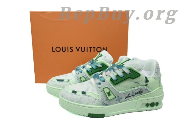 Louis Vuitton Trainer Sneaker Rendered Green Fabric 1ACVNR - 图片 11
