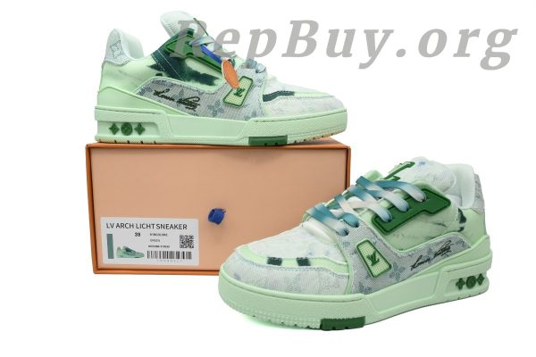 Louis Vuitton Trainer Sneaker Rendered Green Fabric 1ACVNR - 图片 12