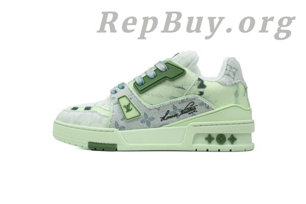 Louis Vuitton Trainer Sneaker Rendered Green Fabric 1ACVNR