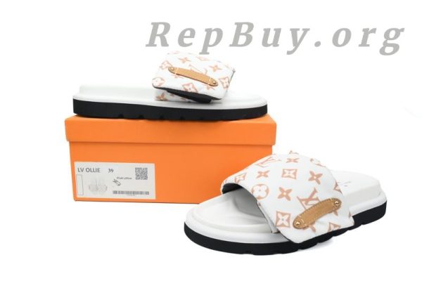 Louis Vuitton White Yellow Logo Pool Pillow Comfort Flat Slides - 图片 9
