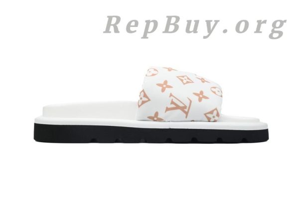 Louis Vuitton White Yellow Logo Pool Pillow Comfort Flat Slides - 图片 2