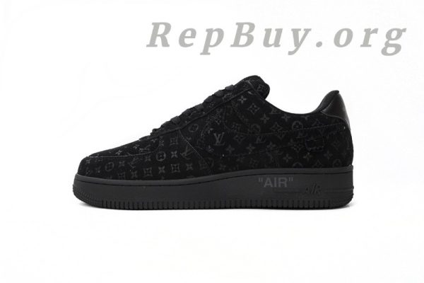 Louis Vuitton Nike Air Force 1 All Black replica, high quality LV Nike AF1 copy, best LV x Nike sneaker dupes, 1:1 Louis Vuitton Nike Air Force 1 knockoff, premium replica sneakers, luxury designer shoe replicas