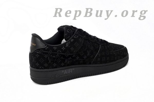Louis Vuitton Nike Air Force 1 All Black replica, high quality LV Nike AF1 copy, best LV x Nike sneaker dupes, 1:1 Louis Vuitton Nike Air Force 1 knockoff, premium replica sneakers, luxury designer shoe replicas