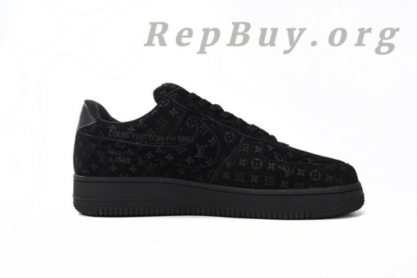 Louis Vuitton Nike Air Force 1 All Black replica, high quality LV Nike AF1 copy, best LV x Nike sneaker dupes, 1:1 Louis Vuitton Nike Air Force 1 knockoff, premium replica sneakers, luxury designer shoe replicas