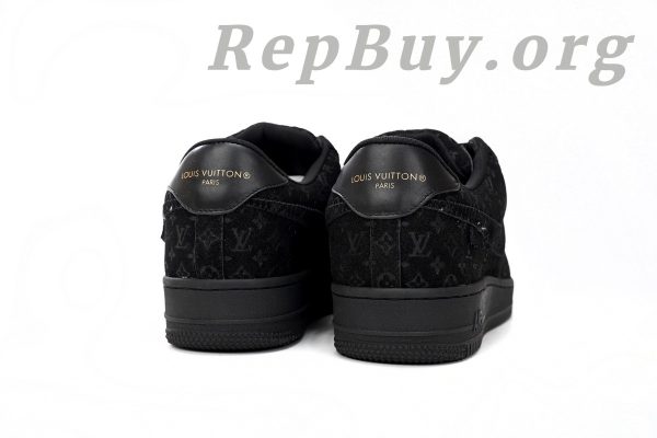 Louis Vuitton Nike Air Force 1 All Black replica, high quality LV Nike AF1 copy, best LV x Nike sneaker dupes, 1:1 Louis Vuitton Nike Air Force 1 knockoff, premium replica sneakers, luxury designer shoe replicas
