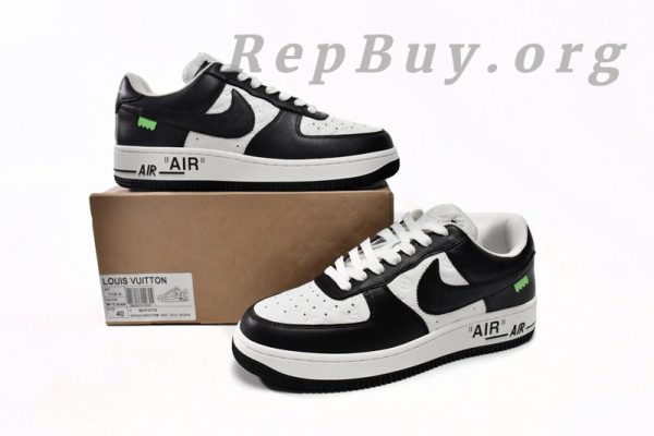 Louis Vuitton x Nike Air Force 1 Black White 7108-8 - Image 16
