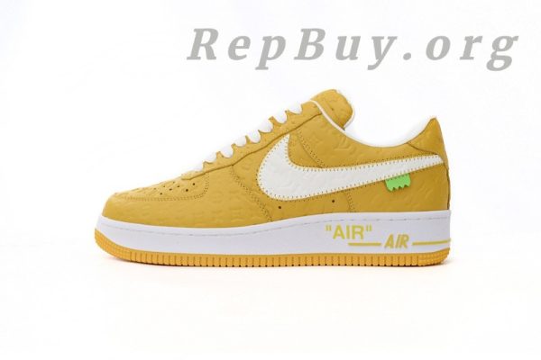 Louis Vuitton Nike Air Force 1, LV Nike AF1 replica, high quality replica sneakers, best LV Nike Air Force 1 copy, luxury sneaker reps, 1:1 Louis Vuitton Nike shoes, white yellow LV AF1, designer sneaker replicas, top tier LV Nike collab shoes, perfect clone sneakers
