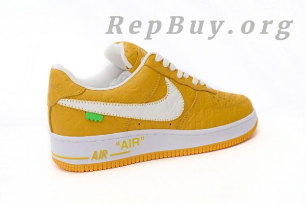 Louis Vuitton Nike Air Force 1, LV Nike AF1 replica, high quality replica sneakers, best LV Nike Air Force 1 copy, luxury sneaker reps, 1:1 Louis Vuitton Nike shoes, white yellow LV AF1, designer sneaker replicas, top tier LV Nike collab shoes, perfect clone sneakers