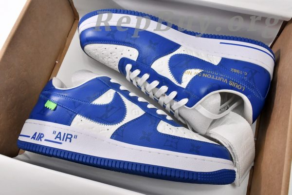 Louis Vuitton x Nike Air Force 1 White Blue 7108-5 - Image 19