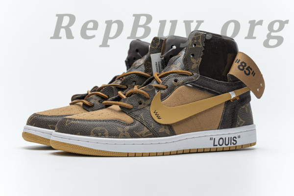 Top Version Louis Vuitton X Nike Air Jordan 1 (regular Jordan shoe box) - 图片 5