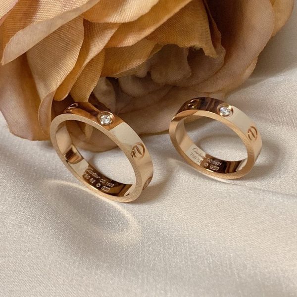 18K Love Wedding One Diamond Ring - 图片 2